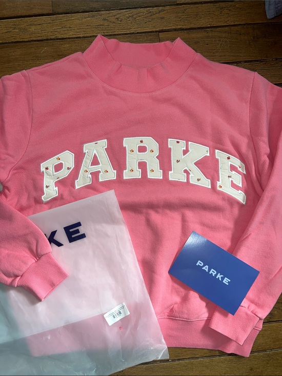 Parke Tops - PARKE Bloom Pink Varsity Heritage Mockneck Sweatshirt Size S/M New In Bag NWT